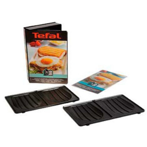 SEB – Coffret de 2 plaques croque monsieur avec livre de recettes – Compatible gaufrier Snack Collection – Noir - XA800112