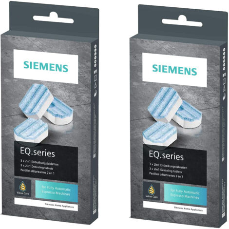 Siemens TZ80002 Lot de 2 paquets de pastilles detartrantes 2 en 1 pour machines a cafe Siemens gamme EQ