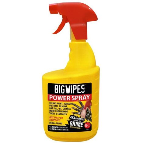 Nettoyant en spray 1 litre – Formule antibactérienne pour colle époxy, peinture et graisse – Action rapide sur salissures tenaces – Big Wipes (1/4)