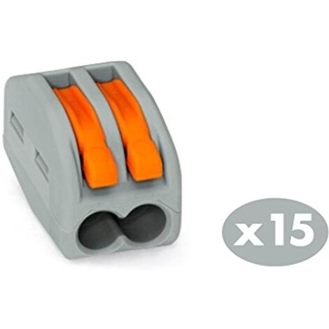 Borne Wago 2 entrées – Connexion rapide pour câbles jusqu'à 4mm² – Tension 400V – Lot de 10 bornes pour installations électriques