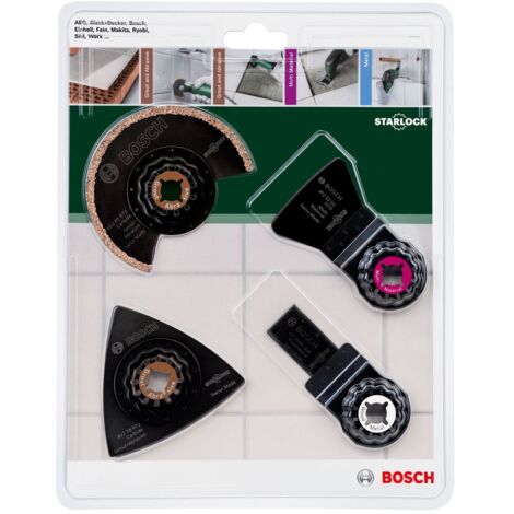 Bosch – Coffret d'outils multifonction 2609256978 – 4 pièces pour découpe et ponçage – Lame Carbide-RIFF et plaque de ponçage (1/10)