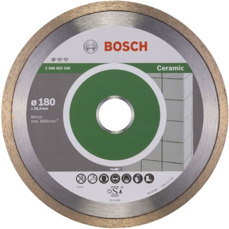 Bosch – Disque à tronçonner pour céramique 180mm – Bord de coupe continu – Coupe nette sans éclat – Pour meuleuse
