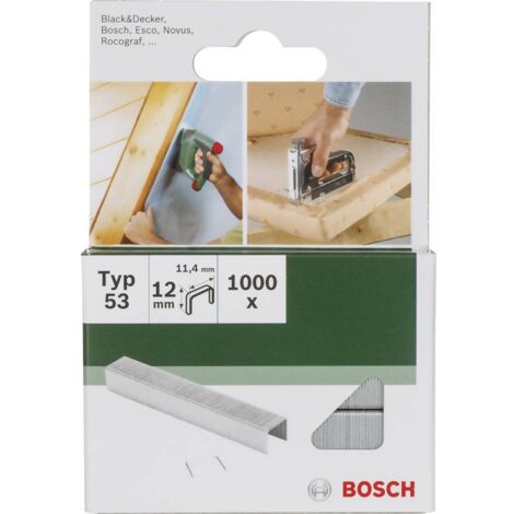 Bosch – Agrafe type 53 pour agrafeuse-cloueuse à main – 1000 pièces – Pour bois dur et teck – SKU 2609255823