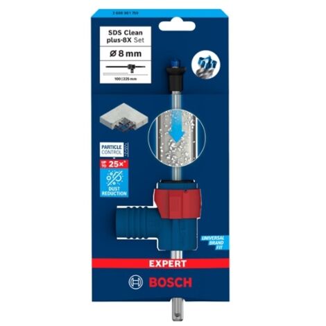 Bosch – Foret béton SDS Clean plus-8X 8mm – Longueur de travail 100mm – Longueur totale 225mm – Raccord SDS Clean plus – 2608901759