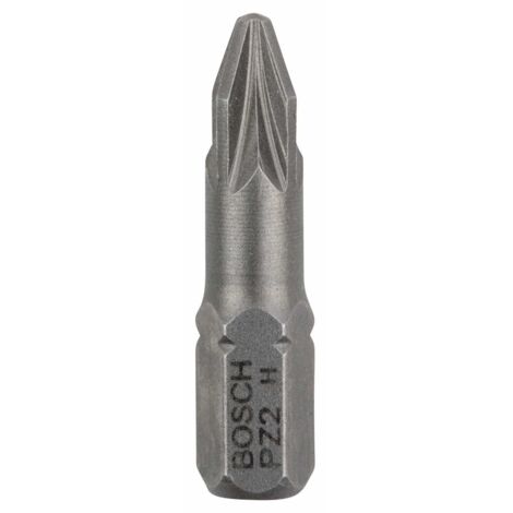 Bosch Outillages 3 Pieces Jeu de Embouts de Vissage Extra Dure pour Vis Pozidriv, PZ2 Epaisseur, 25mm Longueur Gris