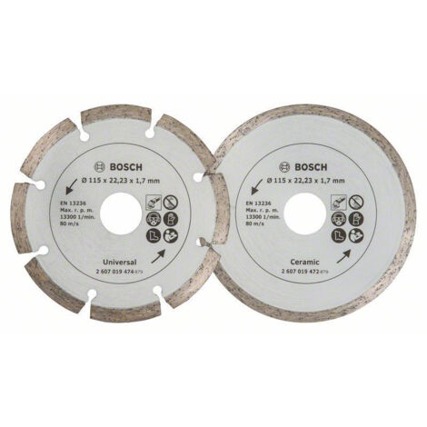 Bosch Outillages 2607019478 Lot de 2 disques diamant pour Carrelage et materiaux de construction 115 mm Argent