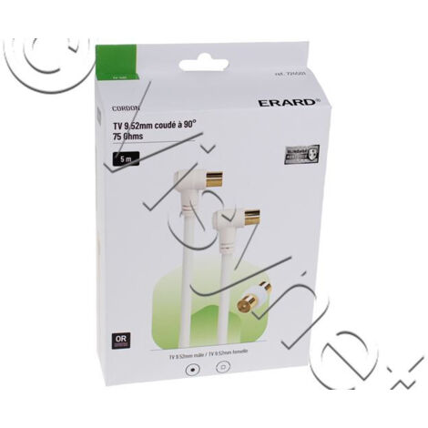 CORDON TV 9.52mm coude a 90 M/F + ADAPTATeur 5M (1/2)