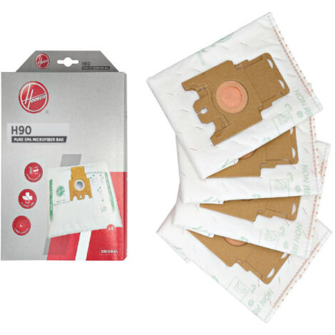 Lot de 4 sacs microfibres H90 pour aspirateur Hoover – Filtration Hepa H10 – Retient 85% des particules ≤ 0,3 micron