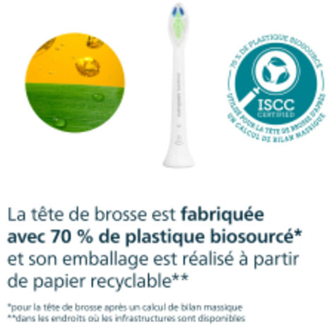 Philips Sonicare W2 Optimal White - Tetes de brosse a dents de rechange d'origine, blanc, lot de 4, HX6064/87