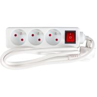 Bloc avec interrupteur - CHACON - 3 x 16 A - 1,5 m - Blanc (FR)