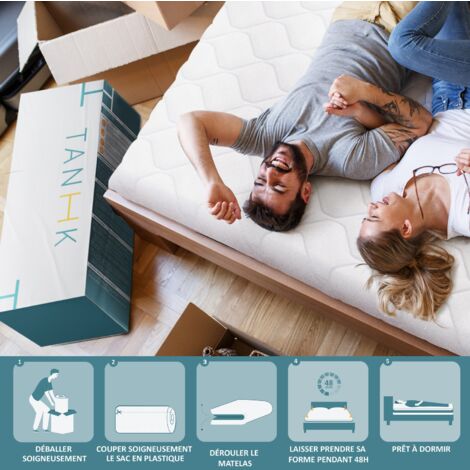 TANHK Matelas à mémoire 140x190, 20cm, Mi-ferme, Orthopédique, Hypoallergénique, Housse amovible, Fabriqué en Italie