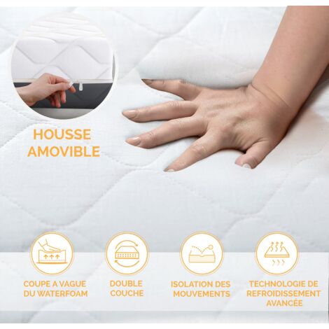 TANHK Matelas de circulation d'air frais 80x200, 20cm,  Souple à mi-ferme, Hypoallergénique, Housse amovible, Fabriquée en Italie