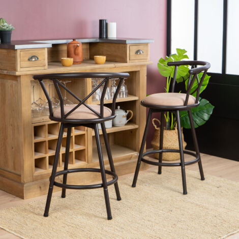 MEUBLES COSY Set of Industrial Swivel Bar Stools, Seat Height