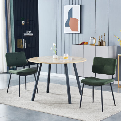 MEUBLES COSY Set of 2 Scandinavian dining room chairs in green fabric