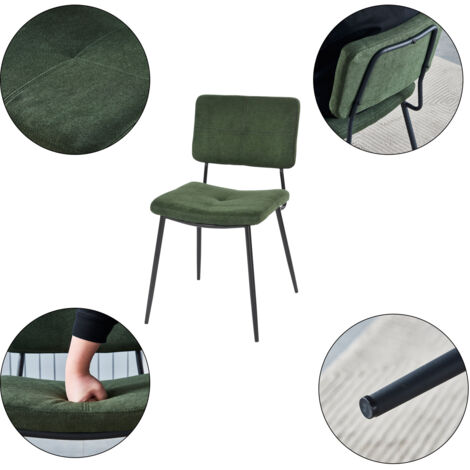 MEUBLES COSY Set of 2 Scandinavian dining room chairs in green fabric
