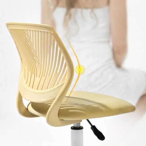 MEUBLES COSY Ergonomic swivel dining chair, height-adjustable, with lumbar support - CARNATION Collection, yellow fabric