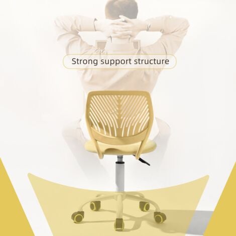 MEUBLES COSY Ergonomic swivel dining chair, height-adjustable, with lumbar support - CARNATION Collection, yellow fabric