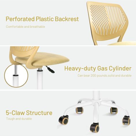 MEUBLES COSY Ergonomic swivel dining chair, height-adjustable, with lumbar support - CARNATION Collection, yellow fabric