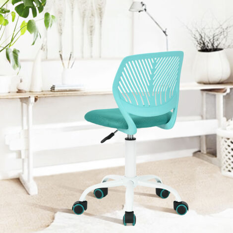 MEUBLES COSY Ergonomic swivel dining chair, height-adjustable, with lumbar support - CARNATION Collection,Turquoise fabric