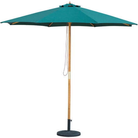 Mint Essentials Bali - Wooden Parasol - 2.95m - Hunter Green Weatherproof Fabric (1/3)