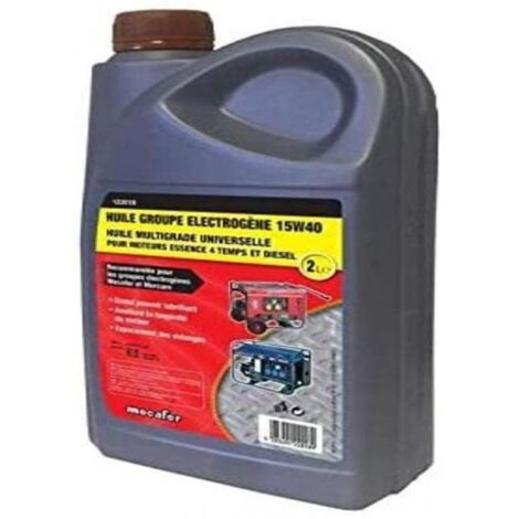 Mecafer – Huile 15W40 pour groupes électrogènes – Bidon 2 litres – Protection moteur optimale – Formulation spécifique pour fonctionnement efficace