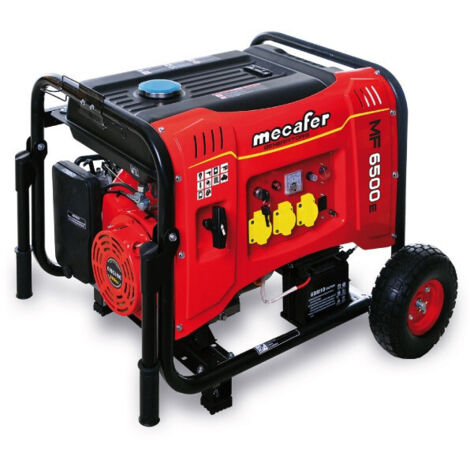 Mecafer – Groupe électrogène 5500W – Démarreur électrique – Autonomie 9h30 – 3 prises 220V – Transportable avec roues (1/7)