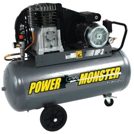Mecafer – Compresseur professionnel 100 L – 3 HP – Pression 10 bars – Débit d'air 460 L/min – Moteur bicylindre – 425193 (1/3)