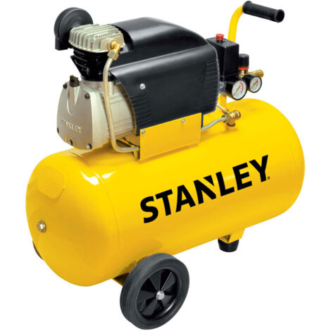 Stanley – Compresseur 50L 8 bar 2CV – Débit d'air 222L/min – Moteur à lubrification pour usage intensif – Transport facile avec roues caoutchouc