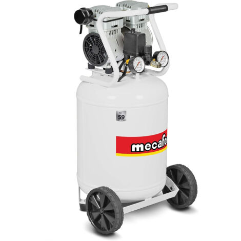 Mecafer – Compresseur silencieux vertical 50L – Puissance 1,3HP – Débit d'air 60L/min à 7 bars – Niveau sonore 59 dB(A) – Moteur brushless