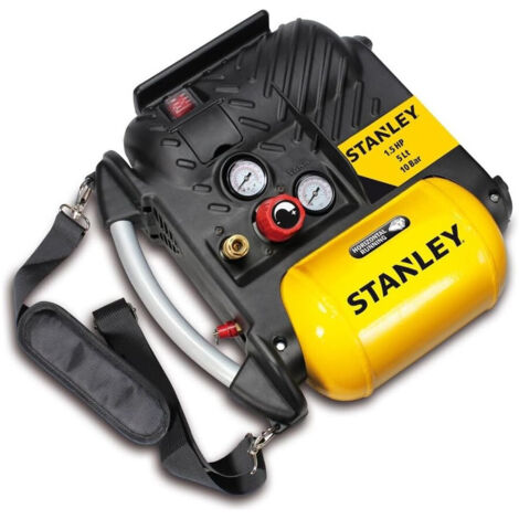 Stanley – Compresseur coaxial sans huile 1,5 HP – Débit d'air 180 l/min – Pression 10 Bar – Cuve 5 L – Moteur 3400 tr/min (1/4)