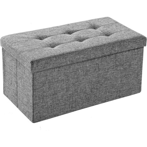 Panca portaoggetti pieghevole 76x38x38 cm - Pouf poggiapiedi - Pouf divano con contenitore - Grigio