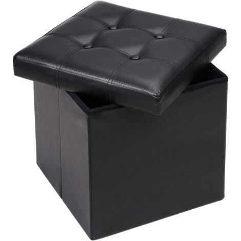 Panca portaoggetti pieghevole 38x38x38 cm - Pouf poggiapiedi - Pouf divano con contenitore - Nero