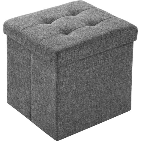 Panca portaoggetti pieghevole 38x38x38 cm - Pouf poggiapiedi - Pouf divano con contenitore - Grigio