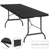 Tavoli da campeggio - Tavolo da Giardino per 8 Persone - L180 x P70 x H73 cm - Tavolo da Campeggio per Esterno per Terrazza e Balcone - Nero