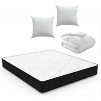 Materasso 160x200 cm con 1 Piumino 220x240 cm e 2 Cuscini 60x60 cm (Confezione tutto in uno)