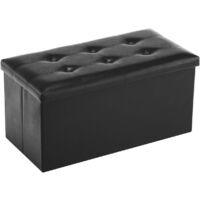 Panca portaoggetti pieghevole 76x38x38 cm - Pouf poggiapiedi - Pouf divano con contenitore - Nero