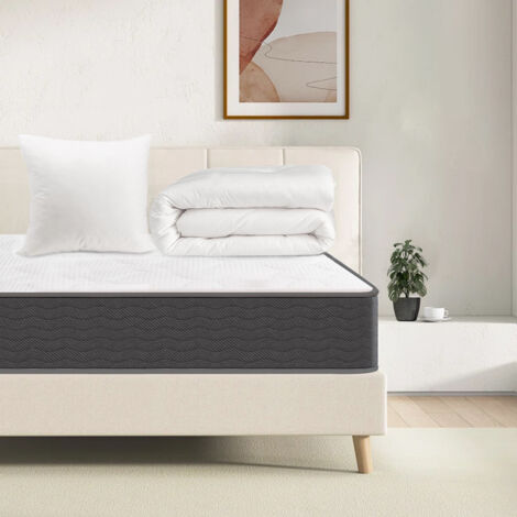 Juego de Colchón y Edredón y Almohada - Colchón de 90x190x15cm + Edredón de 140x200cm + Almohada de 60x60cm (Colchón+Edredón+Almohada, todo en un solo paquete)