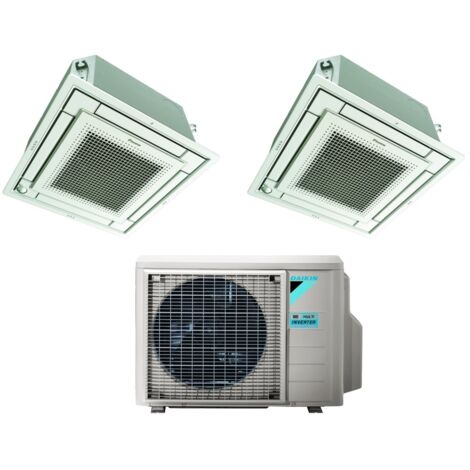 aire acondicionado daikin bluevolution inverter dual split cassette ffa-a 12+12 con 2mxm68n r-32 wi-fi opcional con rejilla blanca incluida 12000+12000 - garantía italiana
