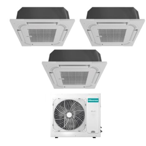 Hisense Trial Split Inverter Aire Acondicionado Cassette 12+12+12 con 4AMW81U4RJC R-32 Wi-Fi Opcional 12000+12000 con Mando a Distancia y Panel Incluido