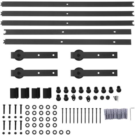 Kit Binario Porta Scorrevole 167cm Nero - Sistema Scorrevole Per Porte Con Guide E Rulli | Fai Da Te - Foto 10