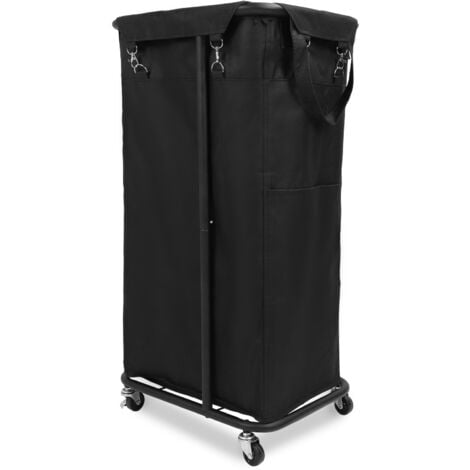 Cesto Portabiancheria Pieghevole Nero 35.5x61 Cm - In Rete, Con Manici, Per Casa E Bambini