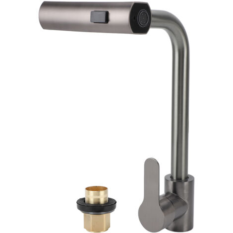 Rubinetto Cucina 3 In 1 Girevole 360° Con Display LED Temperatura, Estraibile A Cascata, In Rame, Bianco