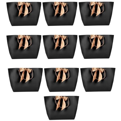 WOPPLXY 30 Sacchetti Di Carta Regalo Neri Con Manico | 20x15x7 Cm, In Carta Kraft Robusta, Riutilizzabili, Ideali Per Shopping, Feste, Matrimoni E Natal