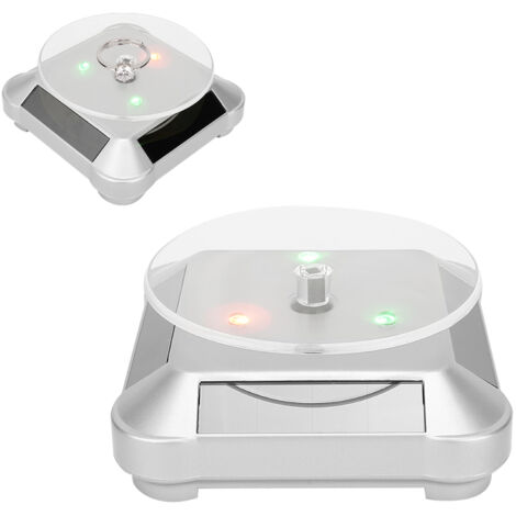 Espositore Rotante Solare,Giradischi Rotante A 360 ° Con Luce A Led Per Display Gioielli Orologio Telefono,Espositore Per Gioielli,Adatto Per L'esposizione Di Vendita Di Accessori Per Gioielli(Nero