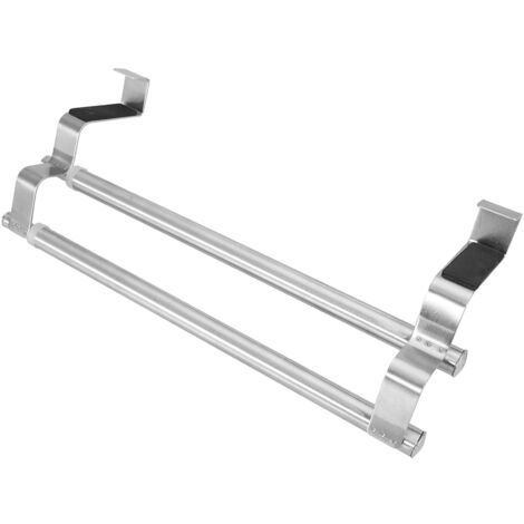 Portasciugamani da bagno a doppia barra Portasciugamani da parete in acciaio inossidabile 40 cm, base rotonda, finitura lucida | Leroy Merlin