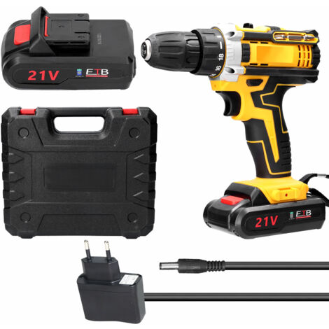 Trapano Avvitatore 21V 45 N.m – 2 Batterie 1500 MAh, 25+1 Posizioni, 2 Velocità, 29 Accessori, Luce LED, Per Casa E Fai Da Te