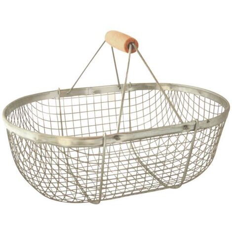 Panier à récolte 15 litres – Poignée en bois – Longueur 41 cm – Largeur 28 cm – Transport facile des fruits et légumes – Masy