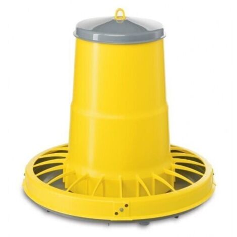 Mangeoire trémie cylindrique volailles plastique jaune 17kg (1/2)