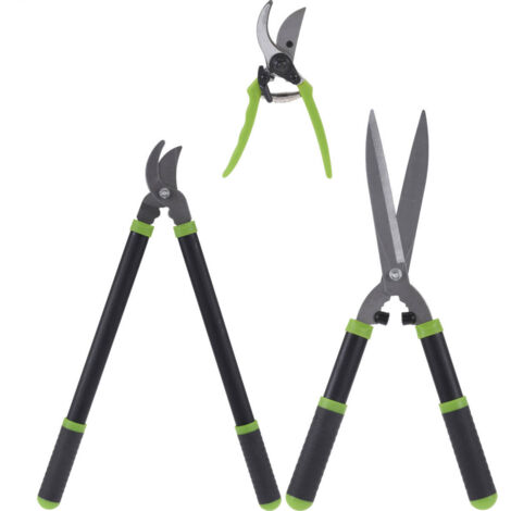 Progarden Cisailles de Jardin Set Noir et Vert 3 pièces