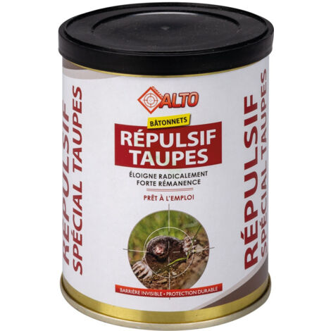 Repulsif en bâtonnet spécial taupes 55 pièces – Formule biocide à forte rémanence – Prêt à l'emploi pour protection durable – Cibles Alto